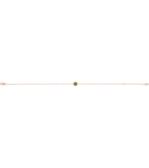 Brc925 Bracelet Set 14K Rose Round Natural Peridot 4 Mm 6 12-7 12 In Polished Natural Peridot Solitaire Bracelet