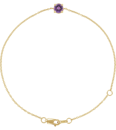 Brc925 Bracelet Set 14K Yellow Round Natural Amethyst 4 Mm 6 12-7 12 In Polished Natural Amethyst Solitaire Bracelet