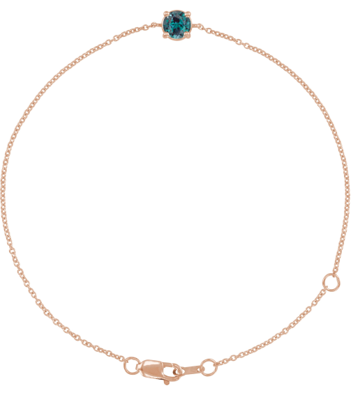 Brc925 Bracelet Set 14K Rose Round Lab-Grown Alexandrite 4 Mm 6 12-7 12 In Polished Lab-Grown Alexandrite Solitaire Bracelet