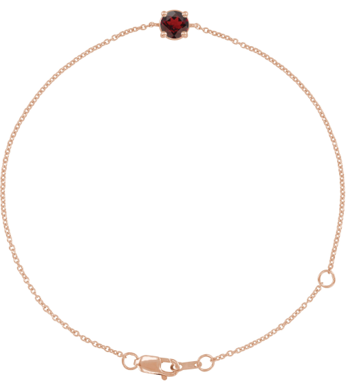 Brc925 Bracelet Set 14K Rose Round Natural Mozambique Garnet 4 Mm 6 12-7 12 In Polished Natural Mozambique Garnet Solitaire Bracelet