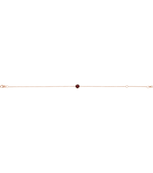 Brc925 Bracelet Set 14K Rose Round Natural Mozambique Garnet 4 Mm 6 12-7 12 In Polished Natural Mozambique Garnet Solitaire Bracelet