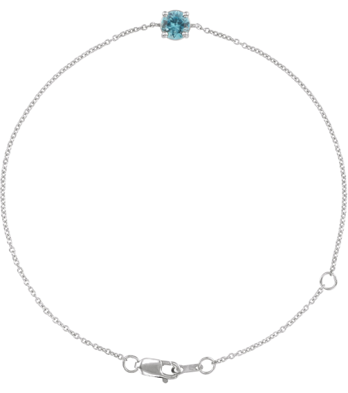 Brc925 Bracelet Set Sterling Silver Round Natural Blue Zircon 4 Mm 6 12-7 12 In Polished Natural Zircon Solitaire Bracelet