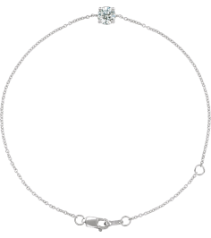 Brc925 Bracelet Set Sterling Silver Round Natural White Sapphire 4 Mm 6 12-7 12 In Polished Natural White Sapphire Solitaire Bracelet