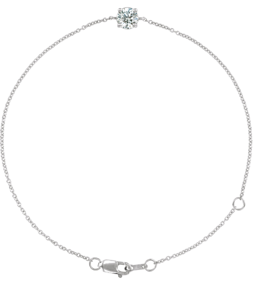 Brc925 Bracelet Set Sterling Silver Round Natural White Sapphire 4 Mm 6 12-7 12 In Polished Natural White Sapphire Solitaire Bracelet