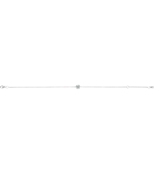 Brc925 Bracelet Set Sterling Silver Round Natural White Sapphire 4 Mm 6 12-7 12 In Polished Natural White Sapphire Solitaire Bracelet