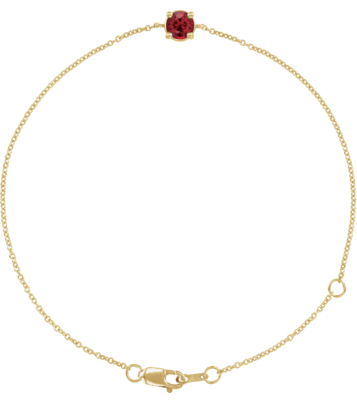 Brc925 Bracelet Set 14K Yellow Round Natural Ruby 4 Mm 6 12-7 12 In Polished Natural Ruby Solitaire Bracelet