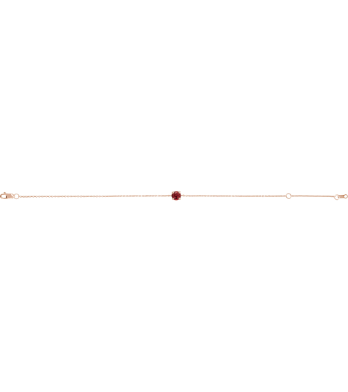 Brc925 Bracelet Set 14K Rose Round Lab-Grown Ruby 4 Mm 6 12-7 12 In Polished Lab-Grown Ruby Solitaire Bracelet