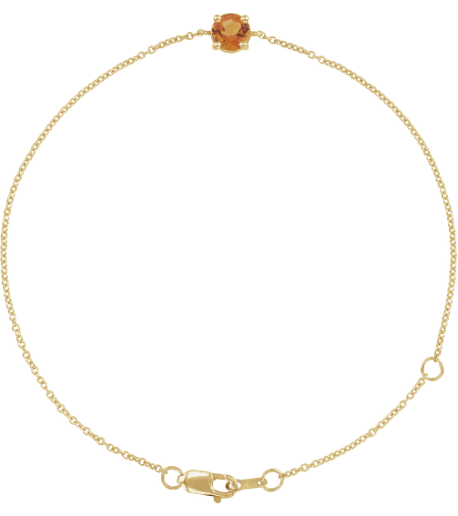 Brc925 Bracelet Set 14K Yellow Round Natural Citrine 4 Mm 6 12-7 12 In Polished Natural Citrine Solitaire Bracelet