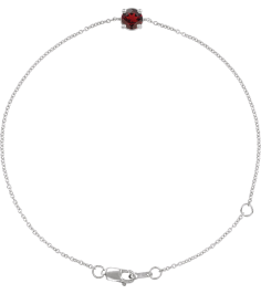 Brc925 Bracelet Set 14K White Round Natural Mozambique Garnet 4 Mm 6 12-7 12 In Polished Natural Mozambique Garnet Solitaire Bracelet