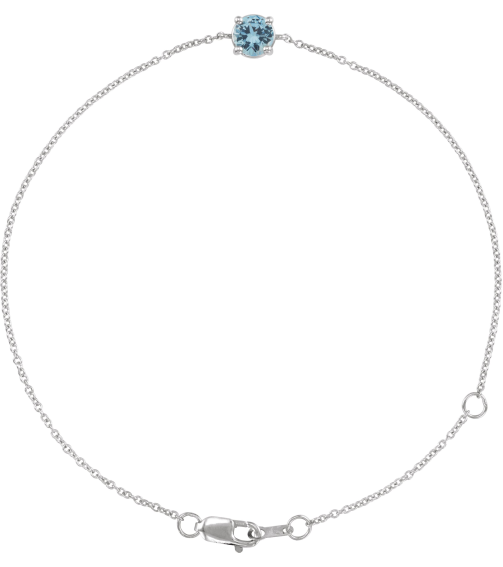 Brc925 Bracelet Set Sterling Silver Round Natural Aquamarine 4 Mm 6 12-7 12 In Polished Natural Aquamarine Solitaire Bracelet