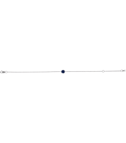 Brc925 Bracelet Set 14K White Round Lab-Grown Blue Sapphire 4 Mm 6 12-7 12 In Polished Lab-Grown Blue Sapphire Solitaire Bracelet