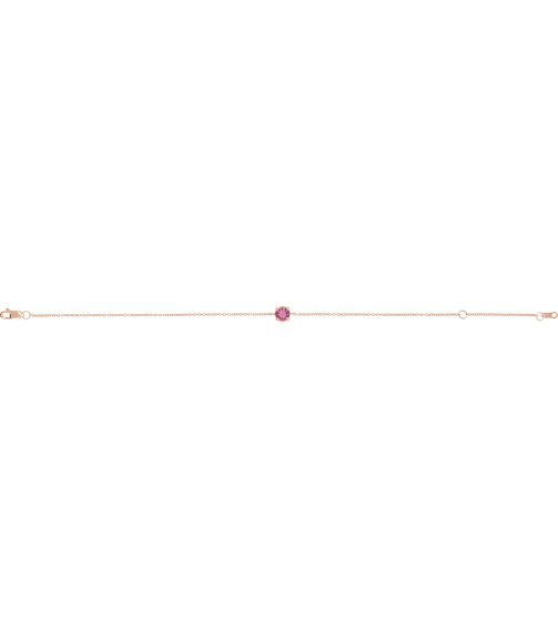 Brc925 Bracelet Set 14K Rose Round Natural Pink Tourmaline 4 Mm 6 12-7 12 In Polished Natural Pink Tourmaline Solitaire Bracelet