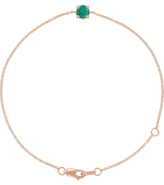 Brc925 Bracelet Set 14K Rose Round Natural Emerald 4 Mm 6 12-7 12 In Polished Natural Emerald Solitaire Bracelet