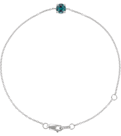 Brc925 Bracelet Set Sterling Silver Round Lab-Grown Alexandrite 4 Mm 6 12-7 12 In Polished Lab-Grown Alexandrite Solitaire Bracelet
