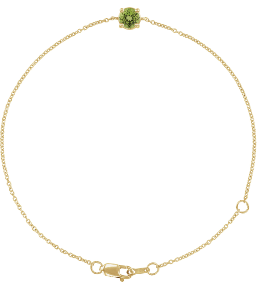 Brc925 Bracelet Set 14K Yellow Round Natural Peridot 4 Mm 6 12-7 12 In Polished Natural Peridot Solitaire Bracelet