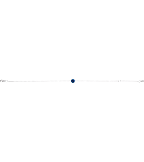 Brc925 Bracelet Set Sterling Silver Round Lab-Grown Blue Sapphire 4 Mm 6 12-7 12 In Polished Lab-Grown Blue Sapphire Solitaire Bracelet