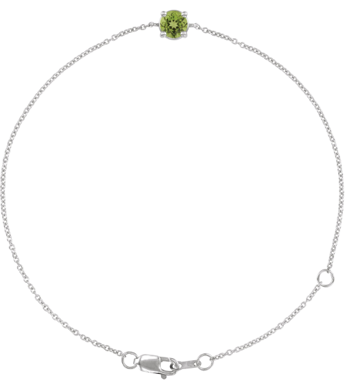 Brc925 Bracelet Set Sterling Silver Round Natural Peridot 4 Mm 6 12-7 12 In Polished Natural Peridot Solitaire Bracelet