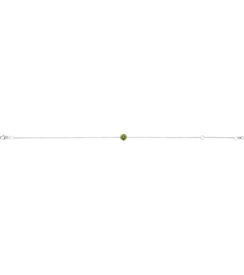Brc925 Bracelet Set Sterling Silver Round Natural Peridot 4 Mm 6 12-7 12 In Polished Natural Peridot Solitaire Bracelet