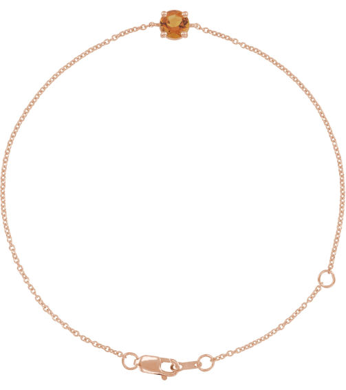 Brc925 Bracelet Set 14K Rose Round Natural Citrine 4 Mm 6 12-7 12 In Polished Natural Citrine Solitaire Bracelet