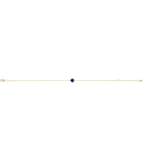 Brc925 Bracelet Set 14K Yellow Round Lab-Grown Blue Sapphire 4 Mm 6 12-7 12 In Polished Lab-Grown Blue Sapphire Solitaire Bracelet