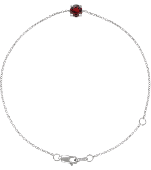 Brc925 Bracelet Set Sterling Silver Round Natural Mozambique Garnet 4 Mm 6 12-7 12 In Polished Natural Mozambique Garnet Solitaire Bracelet
