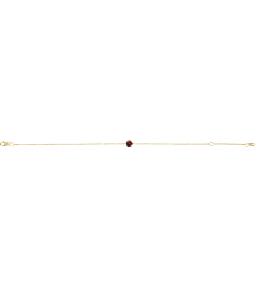 Brc925 Bracelet Set 14K Yellow Round Natural Mozambique Garnet 4 Mm 6 12-7 12 In Polished Natural Mozambique Garnet Solitaire Bracelet