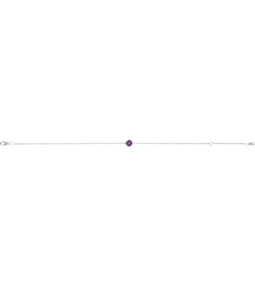 Brc925 Bracelet Set Sterling Silver Round Natural Amethyst 4 Mm 6 12-7 12 In Polished Natural Amethyst Solitaire Bracelet