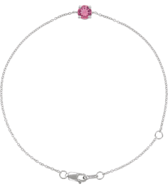 Brc925 Bracelet Set Sterling Silver Round Natural Pink Tourmaline 4 Mm 6 12-7 12 In Polished Natural Pink Tourmaline Solitaire Bracelet