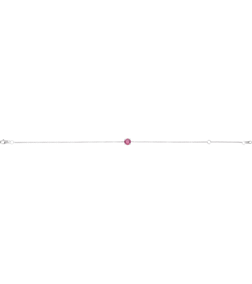 Brc925 Bracelet Set Sterling Silver Round Natural Pink Tourmaline 4 Mm 6 12-7 12 In Polished Natural Pink Tourmaline Solitaire Bracelet
