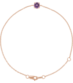 Brc925 Bracelet Set 14K Rose Round Natural Amethyst 4 Mm 6 12-7 12 In Polished Natural Amethyst Solitaire Bracelet