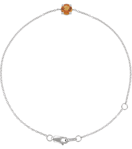 Brc925 Bracelet Set Sterling Silver Round Natural Citrine 4 Mm 6 12-7 12 In Polished Natural Citrine Solitaire Bracelet