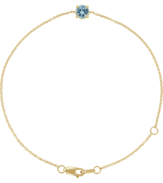 Brc925 Bracelet Set 14K Yellow Round Natural Aquamarine 4 Mm 6 12-7 12 In Polished Natural Aquamarine Solitaire Bracelet
