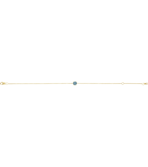 Brc925 Bracelet Set 14K Yellow Round Natural Aquamarine 4 Mm 6 12-7 12 In Polished Natural Aquamarine Solitaire Bracelet