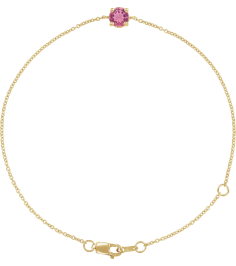 Brc925 Bracelet Set 14K Yellow Round Natural Pink Tourmaline 4 Mm 6 12-7 12 In Polished Natural Pink Tourmaline Solitaire Bracelet