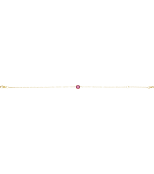 Brc925 Bracelet Set 14K Yellow Round Natural Pink Tourmaline 4 Mm 6 12-7 12 In Polished Natural Pink Tourmaline Solitaire Bracelet