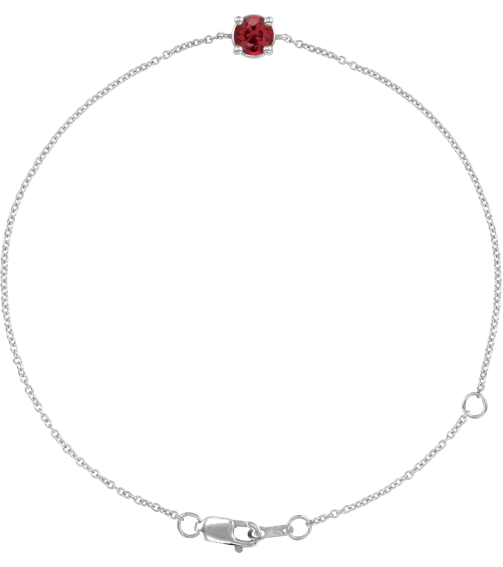 Brc925 Bracelet Set Sterling Silver Round Lab-Grown Ruby 4 Mm 6 12-7 12 In Polished Lab-Grown Ruby Solitaire Bracelet