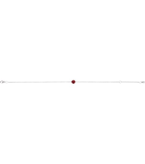 Brc925 Bracelet Set Sterling Silver Round Lab-Grown Ruby 4 Mm 6 12-7 12 In Polished Lab-Grown Ruby Solitaire Bracelet