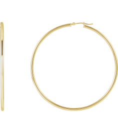 20270 Earring 14K Yellow 60 Mm 2 Mm Pair Catch Polished Round Tube Hoop Earrings