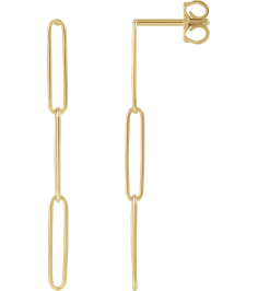 689031 Earring 14K Yellow 39.2 X 2.8 Mm Pair Friction Backs Included Polished Paperclip-Style Earrings