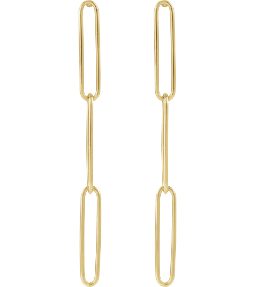 689031 Earring 14K Yellow 39.2 X 2.8 Mm Pair Friction Backs Included Polished Paperclip-Style Earrings