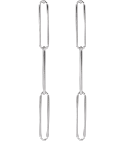 689031 Earring 14K White 39.2 X 2.8 Mm Pair Friction Backs Included Polished Paperclip-Style Earrings