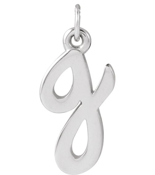 88516 Pendant 14K White Initial G 12.25 X 6.25 Mm Polished Petite Initial Pendant