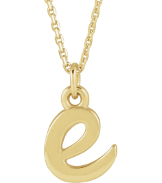 88516 Necklace 14K Yellow Initial E 7.95 X 6 Mm 16 In Polished Petite Initial Necklace