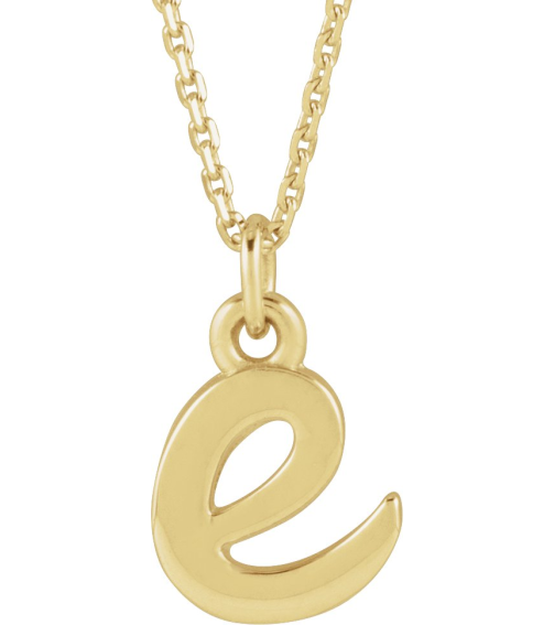 88516 Necklace 14K Yellow Initial E 7.95 X 6 Mm 16 In Polished Petite Initial Necklace