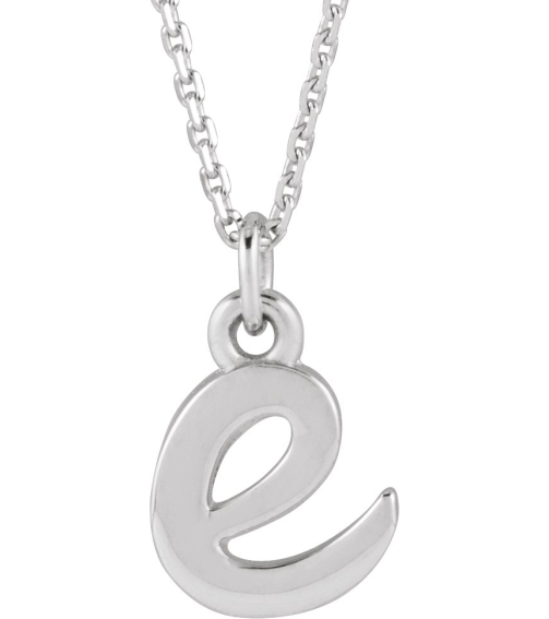 88516 Necklace 14K White Initial E 7.95 X 6 Mm 16 In Polished Petite Initial Necklace