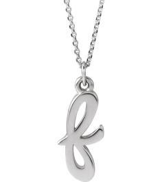 88516 Necklace 14K White Initial F 12.9 X 5.45 Mm 16 In Polished Petite Initial Necklace