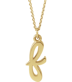 88516 Necklace 14K Yellow Initial F 12.9 X 5.45 Mm 16 In Polished Petite Initial Necklace