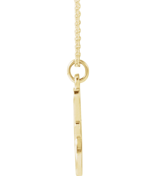 88516 Necklace 14K Yellow Initial F 12.9 X 5.45 Mm 16 In Polished Petite Initial Necklace