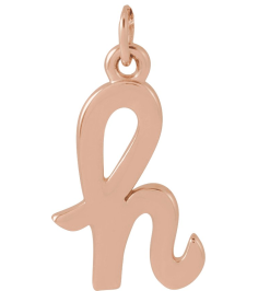 88516 Pendant 14K Rose Initial H 12.4 X 7.6 Mm Polished Petite Initial Pendant