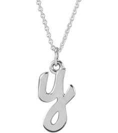 88516 Necklace 14K White Initial Y 11.2 X 5.8 Mm 16 In Polished Petite Initial Necklace